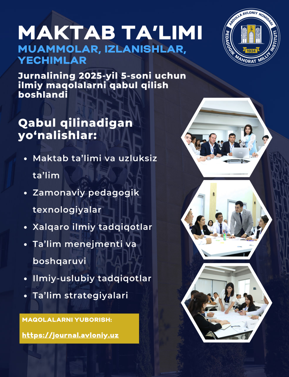 DIQQAT!  ILMIY MAQOLALAR QABULI BOSHLANDI!