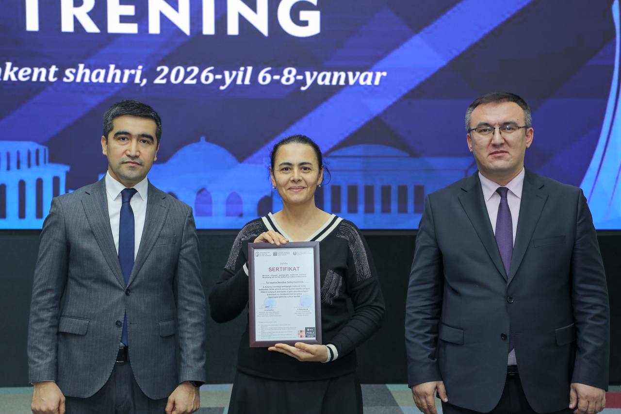 PIRLS tadqiqoti doirasida “O‘qish savodxonligini baholash va rivojlantirish” mavzusida tashkil etilgan trening ishtirokchilariga sertifikatlar topshirildi.
